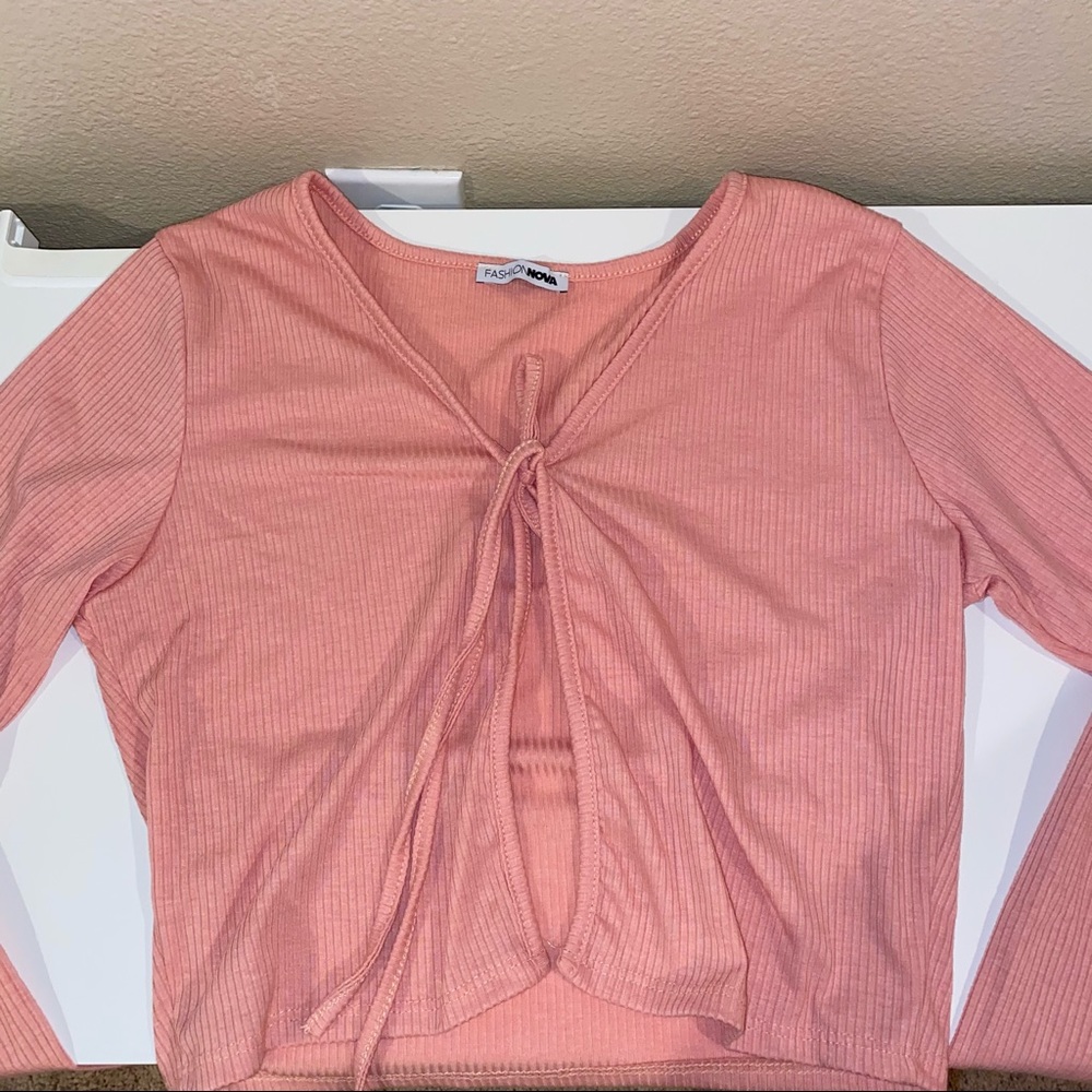 Pink Tie Front Cardigan
